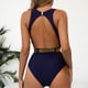 thumbnail image 5 of Traje de baño de una pieza con escote en V y cintura alta para mujer, sexy, con control de abdomen, con nudo en la parte delantera, 5 of 5