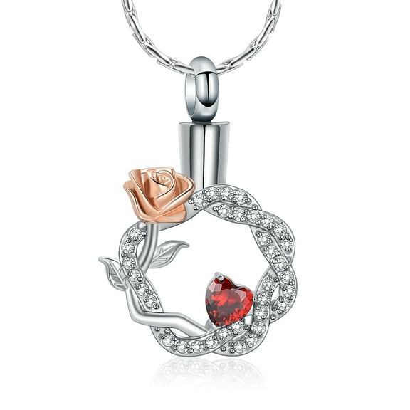 Rose Cremation Urn Jewelry for Ashes - Cremation Keepsake Ashes Memorial Necklace for Women Memorial Keepsake Ring Necklace Gift for A Loss of The Loved One