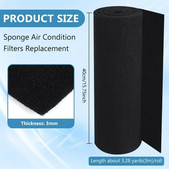 118x15.7Inch Activated Carbon Filter Sheet Black Pre Filter Carbon Sheet Replacement Charcoal Filters for Air Purifier Vent Filters 3mm Thick