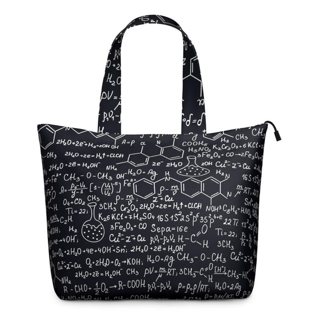 Educational Wall Science Lover Inspired Travel Tote Bag Lightweight Weekender Bag with Chemistry, Physics, Technology Graphics for Business Weekend Use