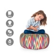 thumbnail image 2 of Ikat Storage Toy Bag Chair, Funky Colored Geometric Zigzag Stripes in Contrasting Tones Retro Fashion Repetition, Stuffed Animal Organizer Washable Bag, Small Size, Multicolor, by Ambesonne, 2 of 3