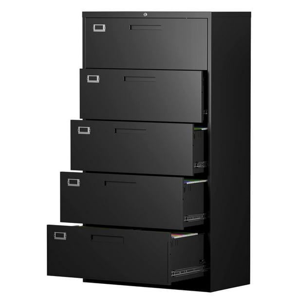 MIIIKO 5 Drawer File with Lock, 5 Drawer Metal Filing