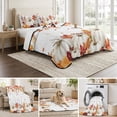 thumbnail image 6 of 3 Pieces Queen Quilt Set,Fall Thanksgiving Pumpkin Soft Bedding Sets with 1 Quilt & 2 Pillow Shams,Pastoral Orange Maple Leaves Summer Bedspread Lightweight Coverlet Comforter for All Season, 6 of 9