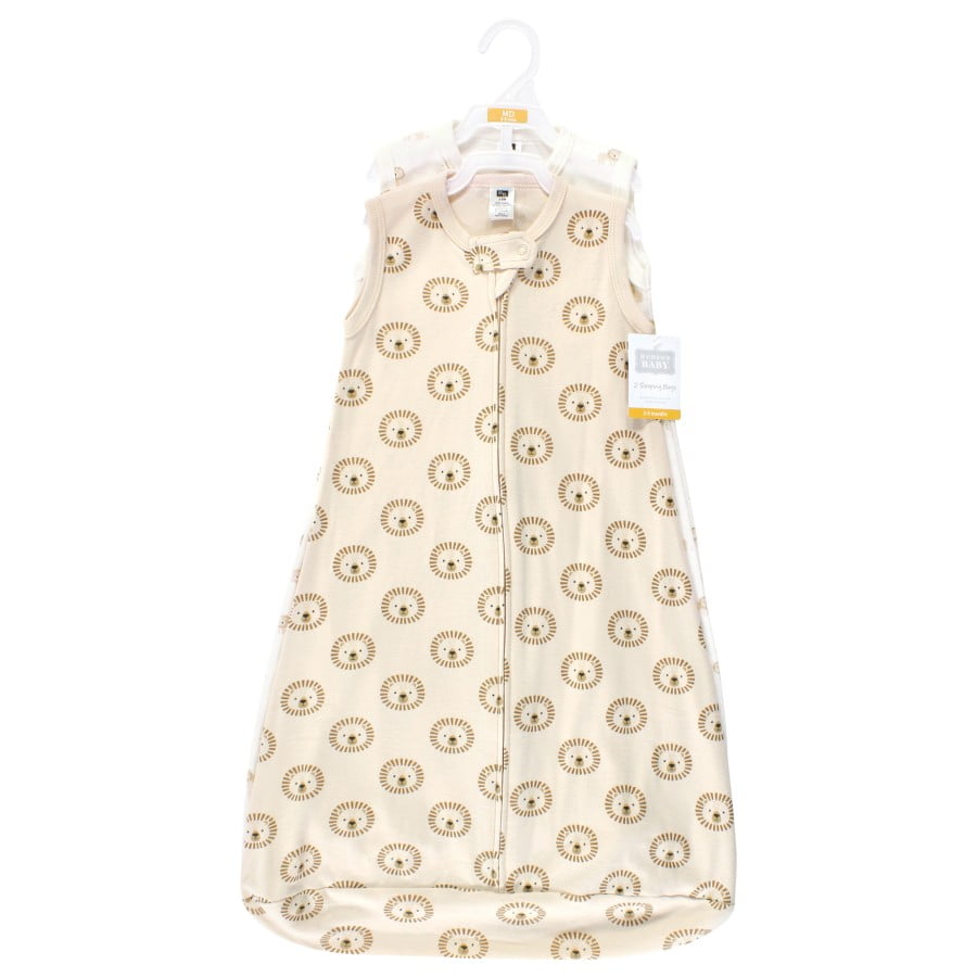 Hudson Baby Cotton Long-Sleeve Wearable Sleeping Bag, Sack, Blanket, Brave Lion Sleeveless, 0-3 Months