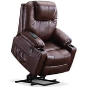 Electric Power Lift Recliner Chair Sofa with Massage and Heat for Elderly, 3 Positions Brown