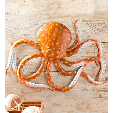 handcrafted metal orange octopus