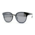 thumbnail image 2 of Retro Hipster Horn Rim Rimless Metal Bridge Sunglasses Black Clear Silver Mirror, 2 of 4