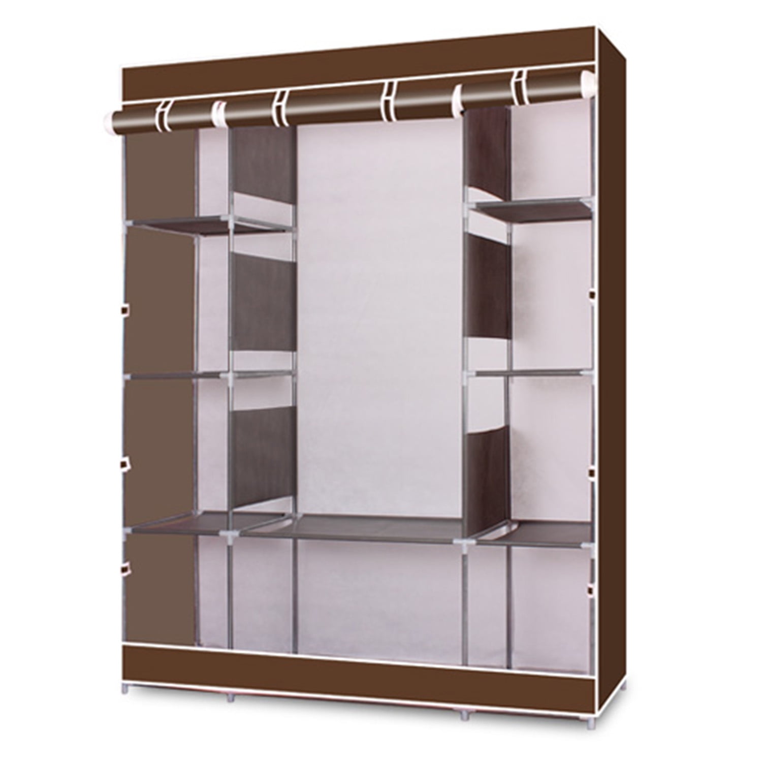 Lowestbest Portable Wardrobe Closet Clothes Storage, Non-Woven Wardrobe Clothes Storage Rack, Coffee