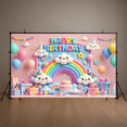 thumbnail image 6 of Happy Birthday Background Banner Balloons Colorful Rainbow Cloud Baby Children's Birthday Party Decoration Background Wall Celebration Photography Props, 6 of 9