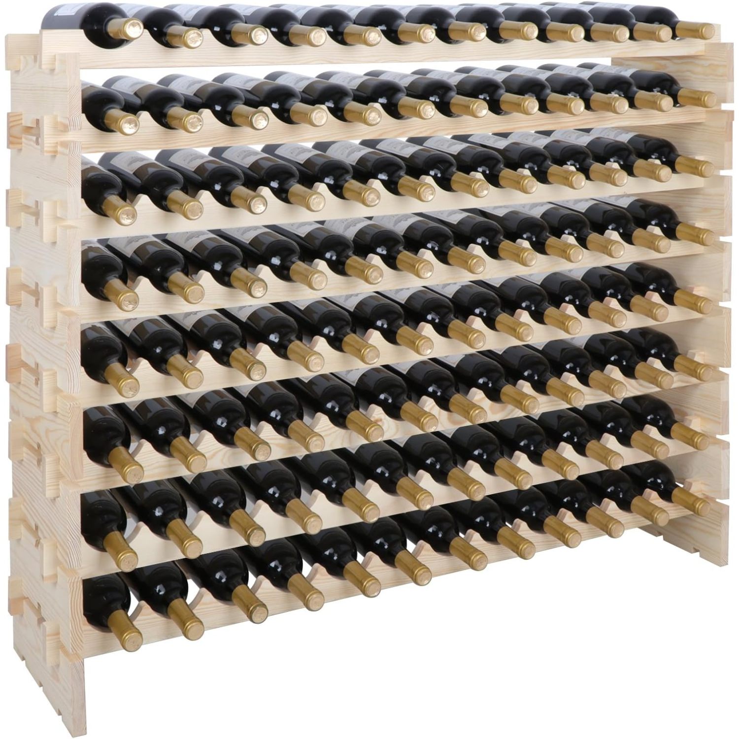 96 Bottle Modular Wine Rack Freestanding Floor Wine Holder, Stackable Wine Storage Rack Display
