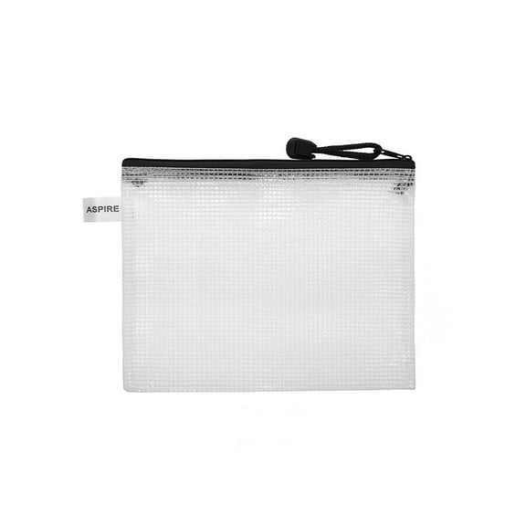 Aspire Waterproof Mesh Zipper Pouches Document File Folders Black Storage Bags-Black-A5