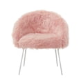 thumbnail image 2 of Inspired Home Elsa Chaise d'Appoint en Fausse Fourrure, Rose, 2 of 9