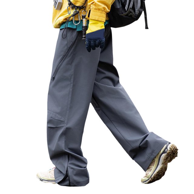 Afdoent Men's Casual Pants Male Spring Outdoor Mountaineering Windproof Rushing Trousers Male Side Open Zip Loose Straight Leisure Trousers Comfort Style
