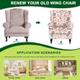 thumbnail image 4 of Wingback Chair Covers Pieces Stretch Printed Wing Back Chair Cover Sofa Slipcover Washable Wingback Armchair Slipcovers Furniture Protector with Elastic Bottom for Wingback Chairs, 4 of 7