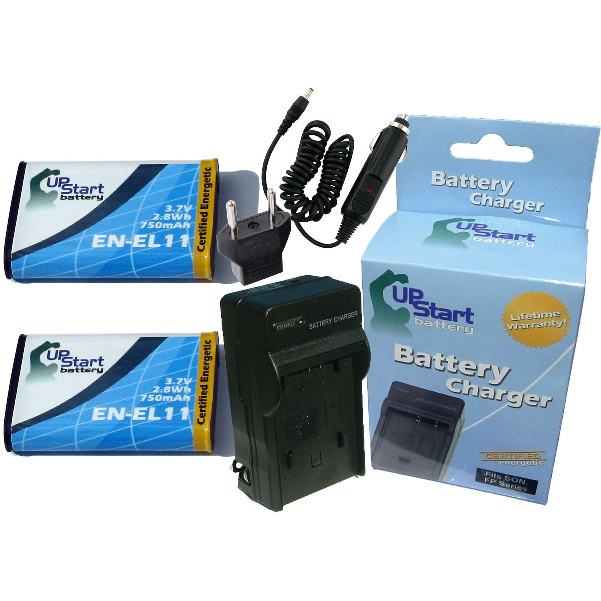 2x Pack - Pentax Optio M60 Battery + Charger with Car & EU