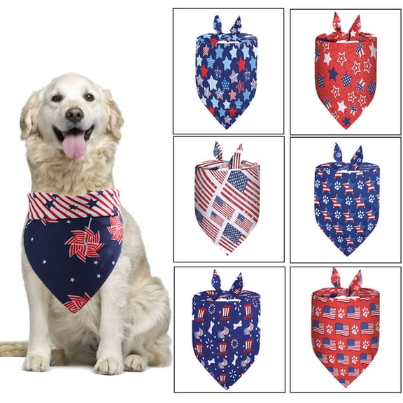 Yhmxh American Flag Dog Bandanas, Reversible Triangle Bibs Scarf for 4th of July Independence Day, Washable USA Pet Neckerchief Suitable for Dogs, Cats, Pets, Festival Accessories