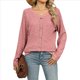 thumbnail image 1 of Suéteres Ligeros para Mujer 2025, Camiseta Henley de Larga, Blusa Informal de Cuello Redondo para Otoño. Rosa XXL, 1 of 10