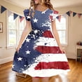 thumbnail image 2 of Atogsazn Kids Girls 4th of July Dress Childrens Casual Ruffle Sleeveless Dresses Tummy Control Dress Summer Blue 5-6 Years Fashion, 2 of 8