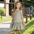thumbnail image 2 of Zwiiyzr 2025 1-8Y Infant Toddler Baby Dress Summer Casual Cute Solid Color Sleeveless Dress Khaki, 2 of 9