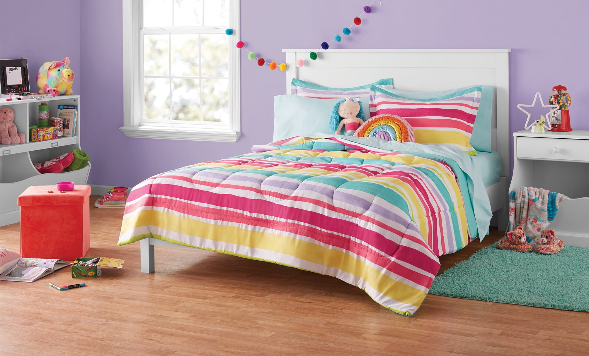 Your Zone Rainbow Stripe Coordinated, Rainbow Bedding King