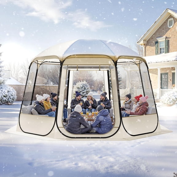 Pop up Bubble Tent, 12 x 11.1 ft Waterproof & UV-Resistant, Clear Camping Tent Shelter, Outdoor Garden Dome Igloo Tents with Windows, 540° Panoramic View, for 10-12 Persons Patio Backyard