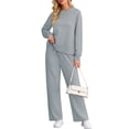 thumbnail image 5 of Cueply Lounge Sets for Women 2 Piece Outfits Sweatsuits Set Long Sleeve Wide Leg Pants with Pockets, 5 of 9