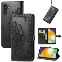 Embossed PU Leather Wallet Phone Case for Samsung Galaxy A36 5G,Full Protection Magnetic Clasp Flip Stand Card Slots Shockproof Protective Cover with Hand Strap For Samsung Galaxy A36 5G,Black