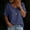 Blue, variant on Women's Short Sleeve Geometric V-Neck Flutter Oversized Short Sleeve Tee Regular Collarless Seamless Pull-On Streetwear