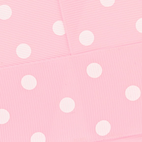 7/8" Grosgrain Ribbon White Dots 117 Light Pink 100yd