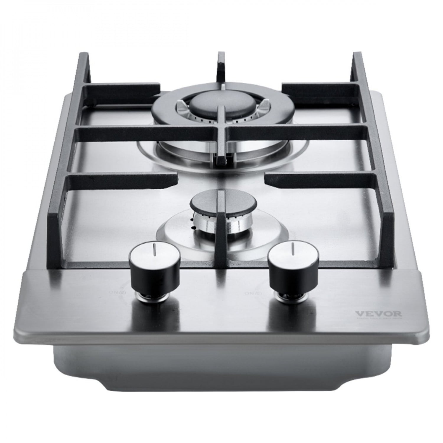 12 inch Built-in Gas Cooktop 2 Burners Max 12250BTU Stainless Steel LPG NG Convertible Thermocouple Protection for Kitchen RV Camping