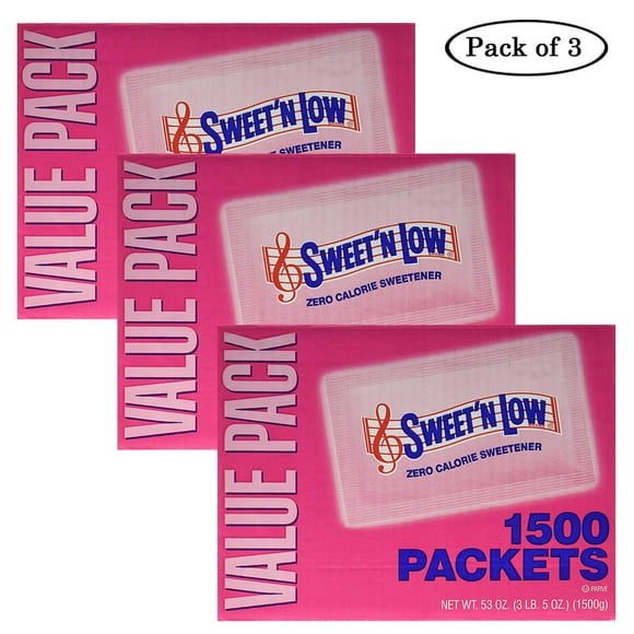 Sweet'N Low Zero Calorie Sweetener 1500 Count (Pack of 3)
