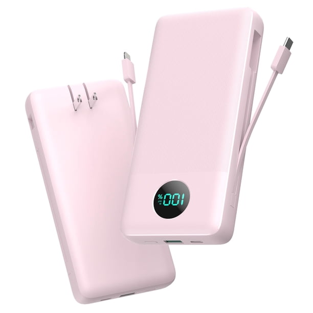 Banco de energía APHUWJ 33800 mAh USB C con cables y enchufe integrados