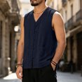 thumbnail image 2 of RFQWOVSR Mens Cotton Linen Summer Vest with Chinese Knot Buttons Loose Fit Retro XL, 2 of 6