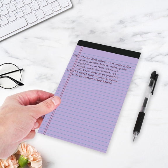 Cuaderno de papel A4 Línea horizontal Agenda de notas rasgable Bloc de notas, diario de escritura volteante engrosado, páginas con reglas, paquete de 4 cuadrículas multicolor