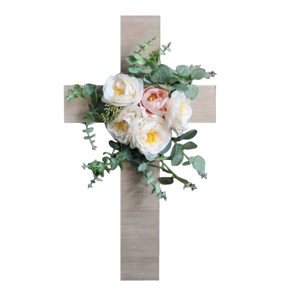 Wooden Wall Cross Hanging Sign Plaque Rustic Wooden Hanger Hanging Crosses Wall Art for Front Door Home Kitchen Farmhouse Living Room Bedroom Decor