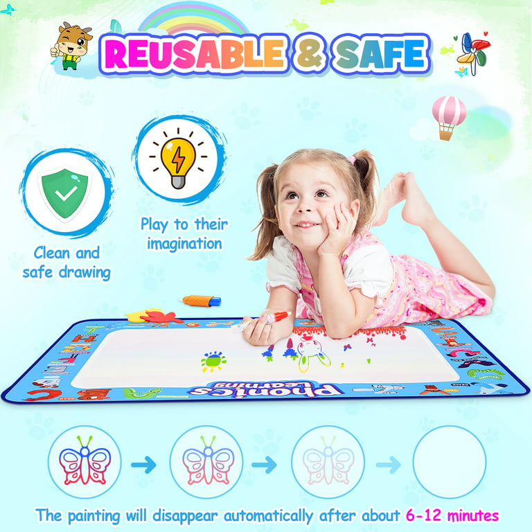 Water Doodle Mat, Kids Color Drawing Doodle Pad Toddler Toys, Magic Writing  Mat Gifts for 2 3 4 5 6 Years Old Boys, Learning Toys for Girls Toddlers  Age 2-7 