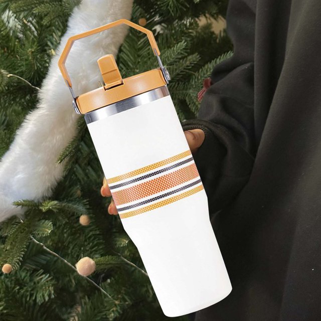 LILELIS Tasse en Acier Inoxydable Tasse Isolée Tasse d'Extérieur Décontractée pour Voiture Poignée Attentionnée et Conception de Tasse avec Paille Assurant Que Vos Boissons Chaudes Restent Chaudes et Profitent de Chaque Moment Excitant! Gris 26cm