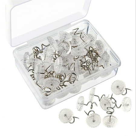 

100pcs Upholstery Twist Pins Clear Heads Twist Pins Mini Twist Pins with Storage Box for Bed Skirt Slipcovers Furniture Covers