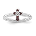 thumbnail image 1 of Sterling Silver Stackable Expressions Rhodium Garnet Cross Ring Size 9, 1 of 3