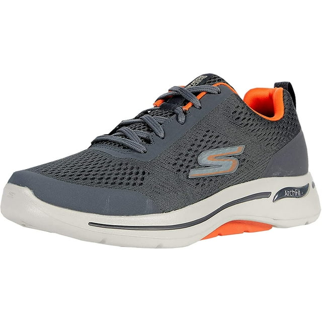Tenis Skechers Go Walk Arch Fit Idyllic para Hombre en Carbón/Naranja