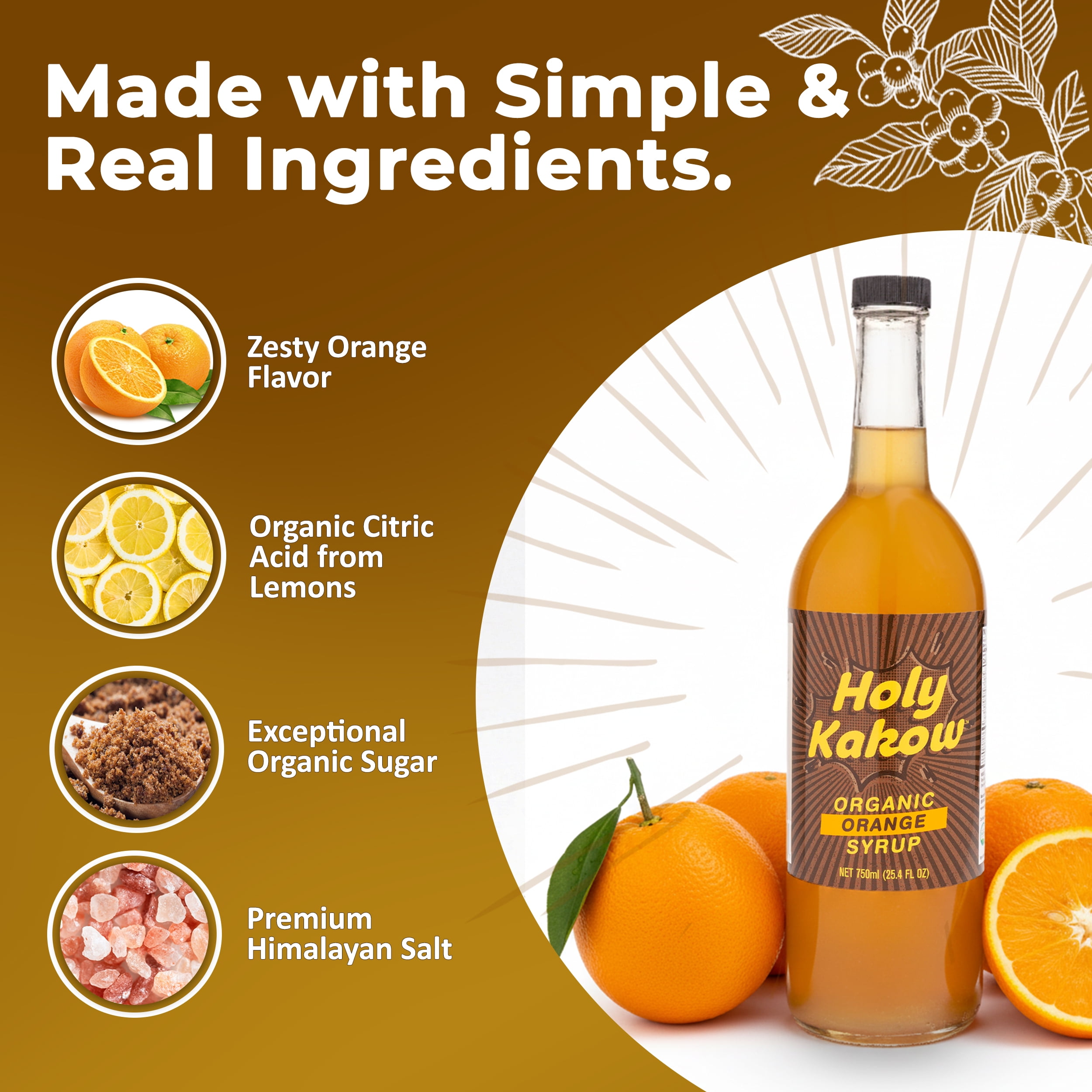 Holy Kakow Organic Gingerbread Syrup for Coffee & Holiday Drinks