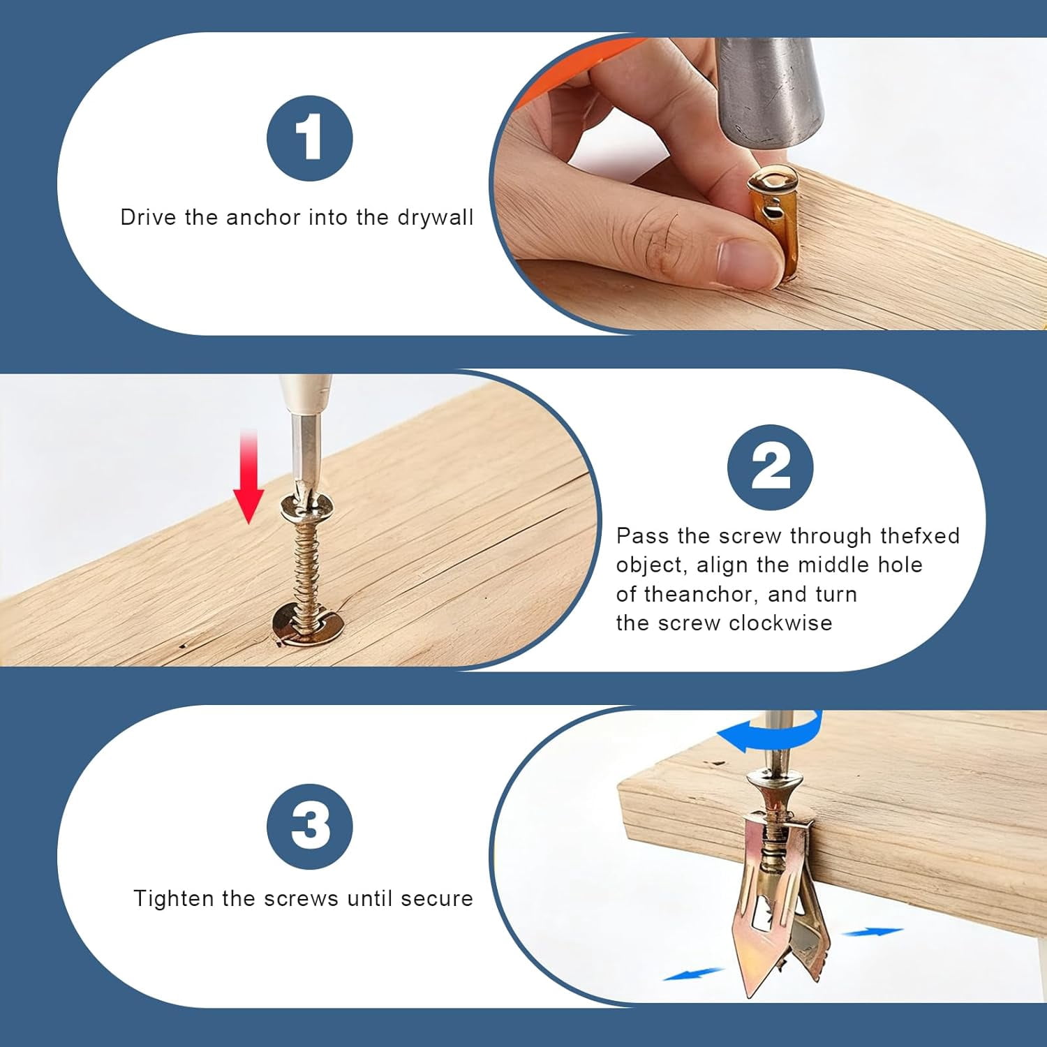 401 Pcs Self Drilling Drywall Anchors with Screws Kit, Heavy Duty Metal Wall Anchors for Drywall, 2 Sizes Sheetrock Anchors & 4 Sizes Zinc Expansion Screws for Picture Frames, Shelves & Home Decor