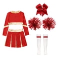 thumbnail image 4 of Sxiwei Robe de Cheerleader pour Filles, Crop Tops avec Jupes, Bas Pompon, Uniforme d'Équipe, Rouge 8, 4 of 5