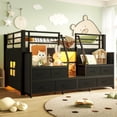 thumbnail image 5 of Harper & Bright Designs Twin Size Low Loft Bed with Storage Drawers and Shelves, Metal Loft Bed Frame with Lights, Black, 5 of 15