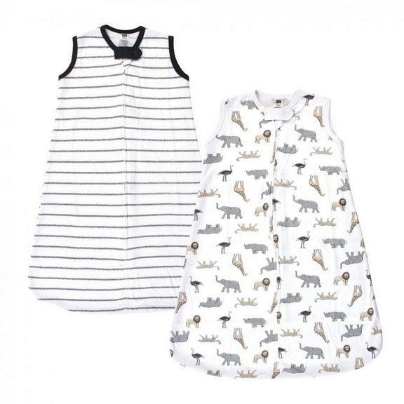 Hudson Baby Infant Cotton Sleeveless Wearable Sleeping Bag, Sack, Blanket, Modern Neutral Safari, 0-6 Months