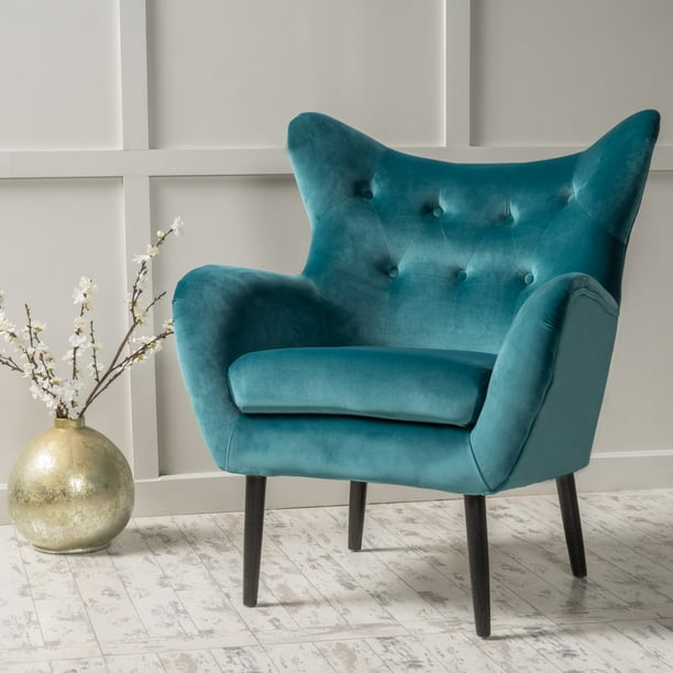 Simone Dark Teal New Velvet Arm Accent Chair Walmart