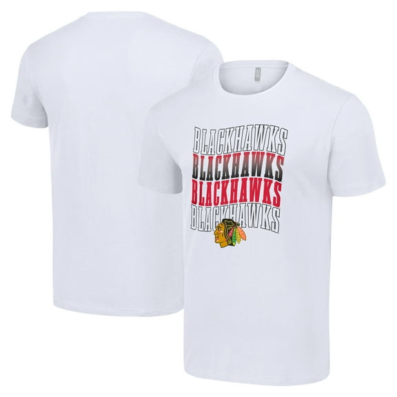 Men's Starter White Chicago Blackhawks Four Team Name Logo T-Shirt