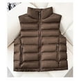 thumbnail image 2 of SuTry Womens Vests Casual Solid Color Sleeveless Jacket Fall Winter Lightweight Zipper Pockets Outerwear Vests for Women(Coffee#1,2XL), 2 of 4