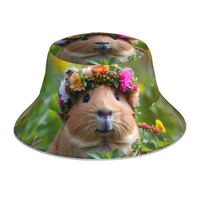 Balery Flower Crown Guinea Pig Sombreros para el sol para hombre y mujer, sombrero de pescador con UPF 50+