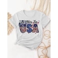 thumbnail image 1 of Patriotic USA Letter Print Tee - Casual, Stretchy & Easy-Care, Perfect for Independence Day | Women's All-Season Top, 1 of 6